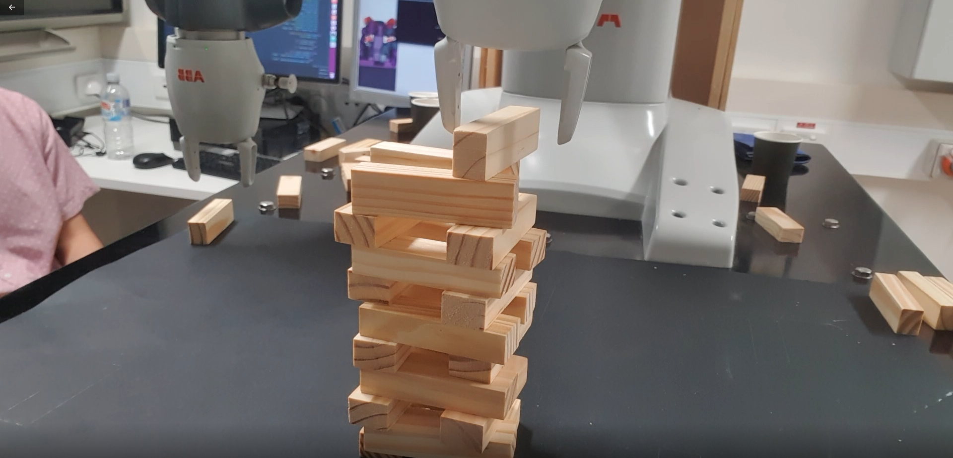 Placement of blocks onto the tower.